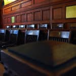 Jury benches in court room